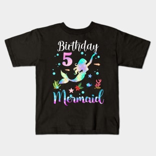 5 Years Old Birthday Mermaid Happy 5th Birthday Kids T-Shirt